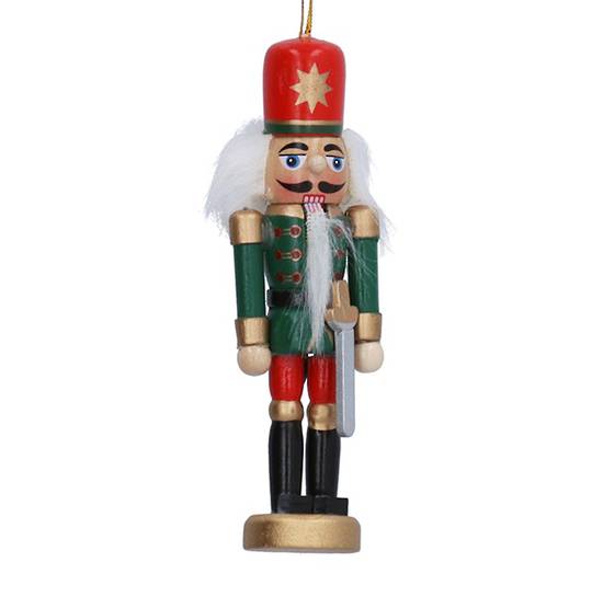 Wood Nutcracker, Green Jacket & Sword 12cm *ETA Nov